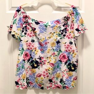 Elle Off Shoulder Top Floral Short Sleeve Top